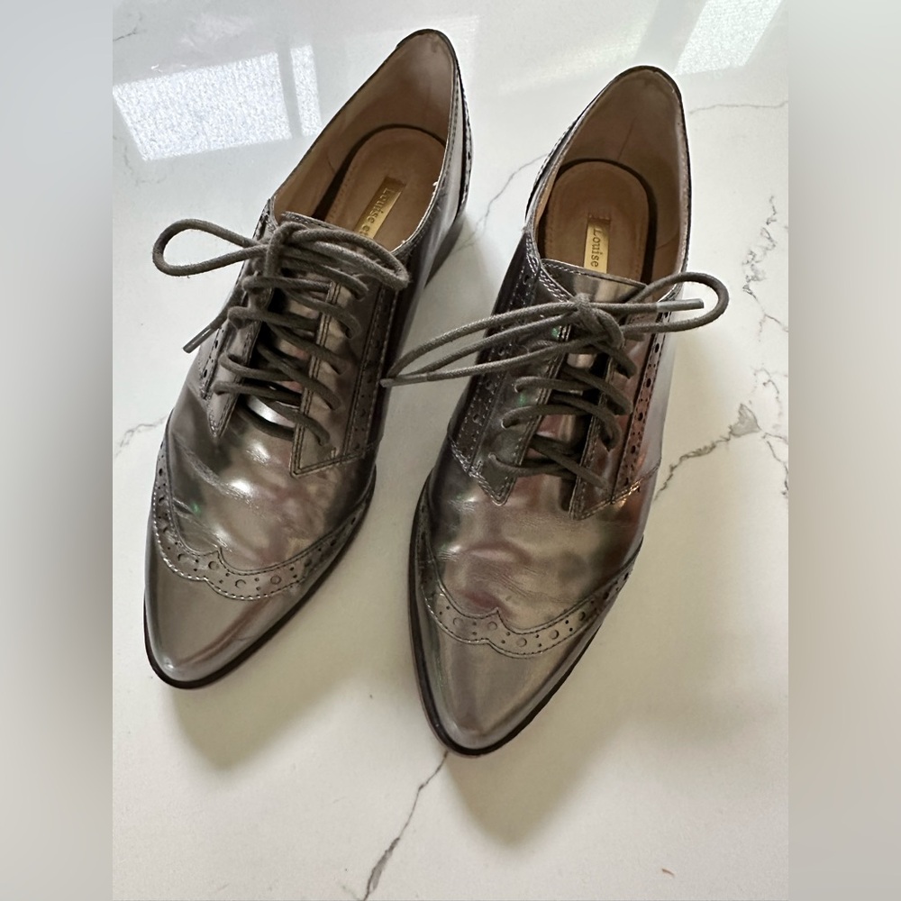 Silver Metallic Oxford Shoes